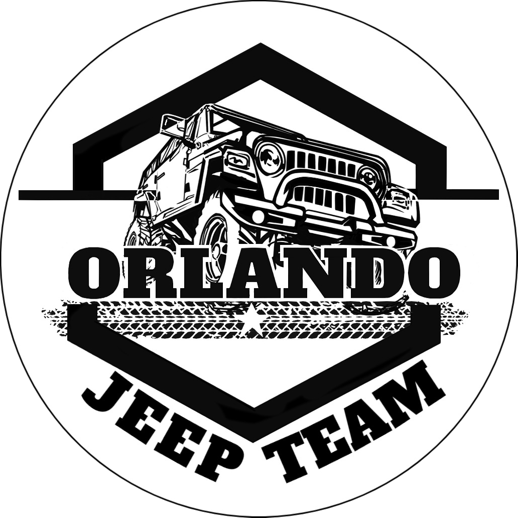 Black and white logo of the Orlando Jeep Team featuring a vintage Jeep.